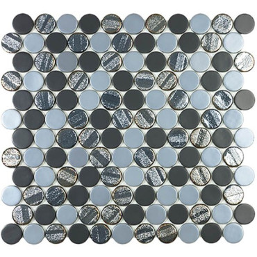 Мозаика Circle Aqua Black Mix (на сетке) 30.6x31.4 от Vidrepur (Испания) в Москве