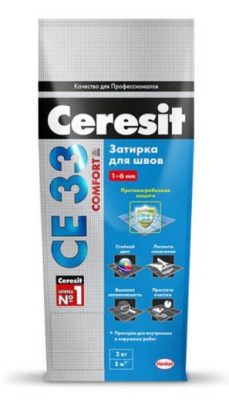 Затирка Ceresit CE33 для швов 1-6 мм внутри и снаружи Антрацит 13 2кг от Ceresit (Россия) в Москве