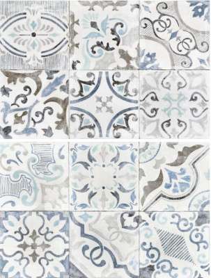 Декор Decor Liberty Grigio (bianco, grigio, blu) R2YH 25x38 от Ragno (Италия) в Москве