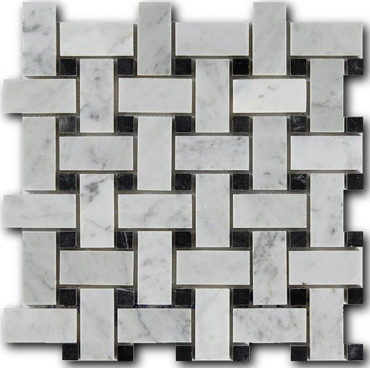 Мозаика Bianco Carrara + Nero Marquina (3x6x1)/(1.5x1.5x1) 30.5x30.5 от Art&Natura (Италия) в Москве