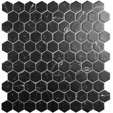 Мозаика Hex Supreme Marquina (на сетке) 30.7x31.7 от Vidrepur (Испания) в Москве