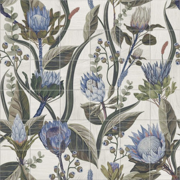 Панно MURAL BLU LEAVES (36 шт 20x20) 120x120 от Mainzu (Испания) в Москве