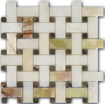 Мозаика Verde Onix + Rain Forest Green (3x6x1)/(1.5x1.5x1) 30.5x30.5 от Art&Natura (Италия) в Москве
